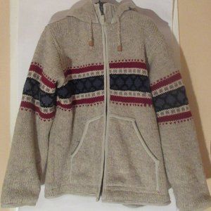 Laundromat 100% Wool  Cardigan Lined  Hand Made in Nepal Medium